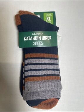 L.L. Bean Men’s Katahdin Hiker Socks wool blend cushioned XL NWT